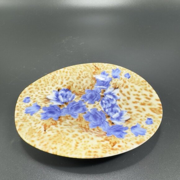 World Of Porcelain By HOM Dish Trinket Plate Spoon Rest Holder Blue Flowers VTG - Picture 7 of 11